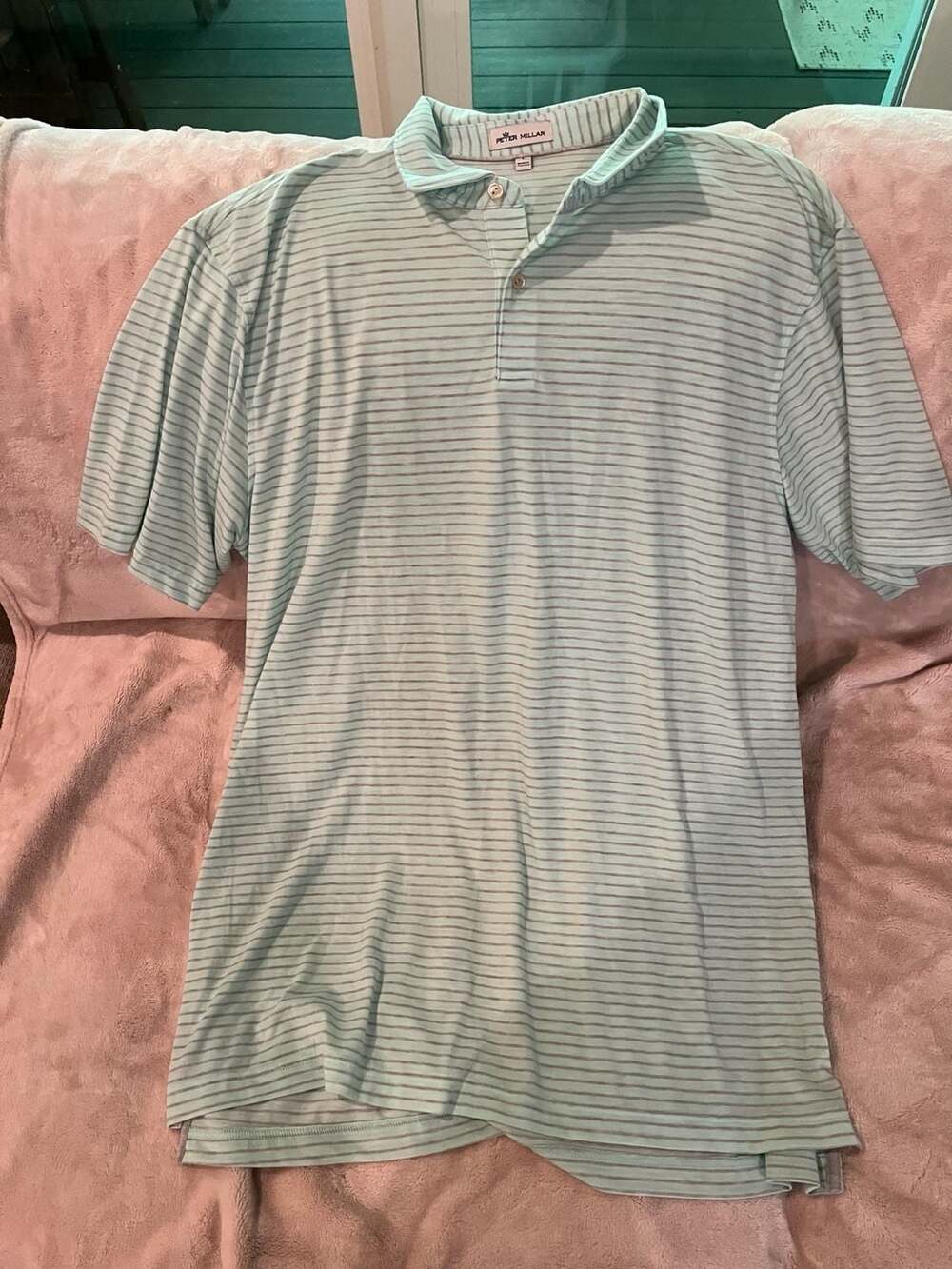 Peter Millar Men's MS20EK71S Yucca Striped Short Sleeve Golf Polo Size Large
